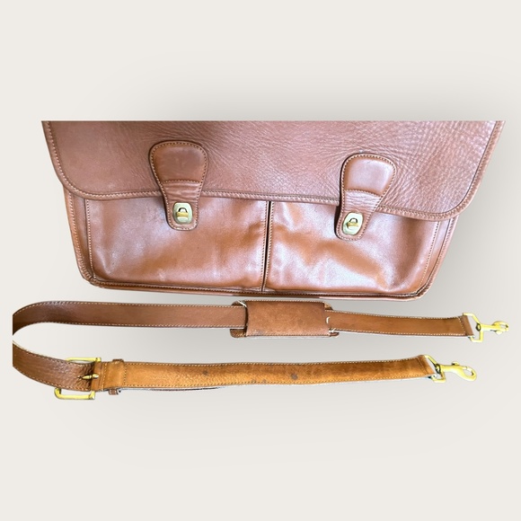 Authentic Vintage Coach 532 British Tan Leather Briefcase Work Bag w Strap Rare - Picture 13 of 16